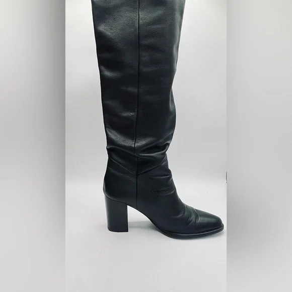 MASSIMO DUTTI Tall Black Leather Boots Size 36 - Picture 7 of 10